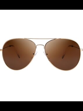 NIB! Aviator Sunglasses - Brown Lenses with Gold Frame
